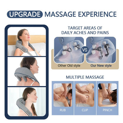 Neck Back Shoulder Massager for Pain Relief Deep Tissue 5D Kneading Shiatsu Roller Massage Machine for Body Aches Pains with Infrared Heat Therapy for Body Relax1/